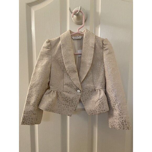 Janie and Jack x Rachel Zoe Cheetah Tuxedo Jacket Metallic Girls Size 3 NWT - Picture 1 of 9